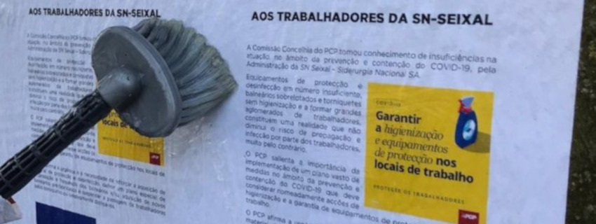 Por acções de higienização e a garantia de equipamentos de protecção dos trabalhadores da SN-Seixal